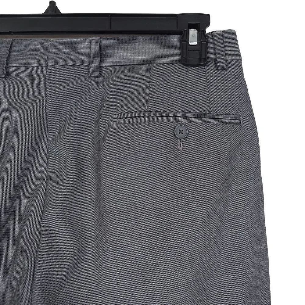 Calvin Klein Mens Slim Fit Dress Pants 33x32 Medium Grey Solid Sharkskin Stretch